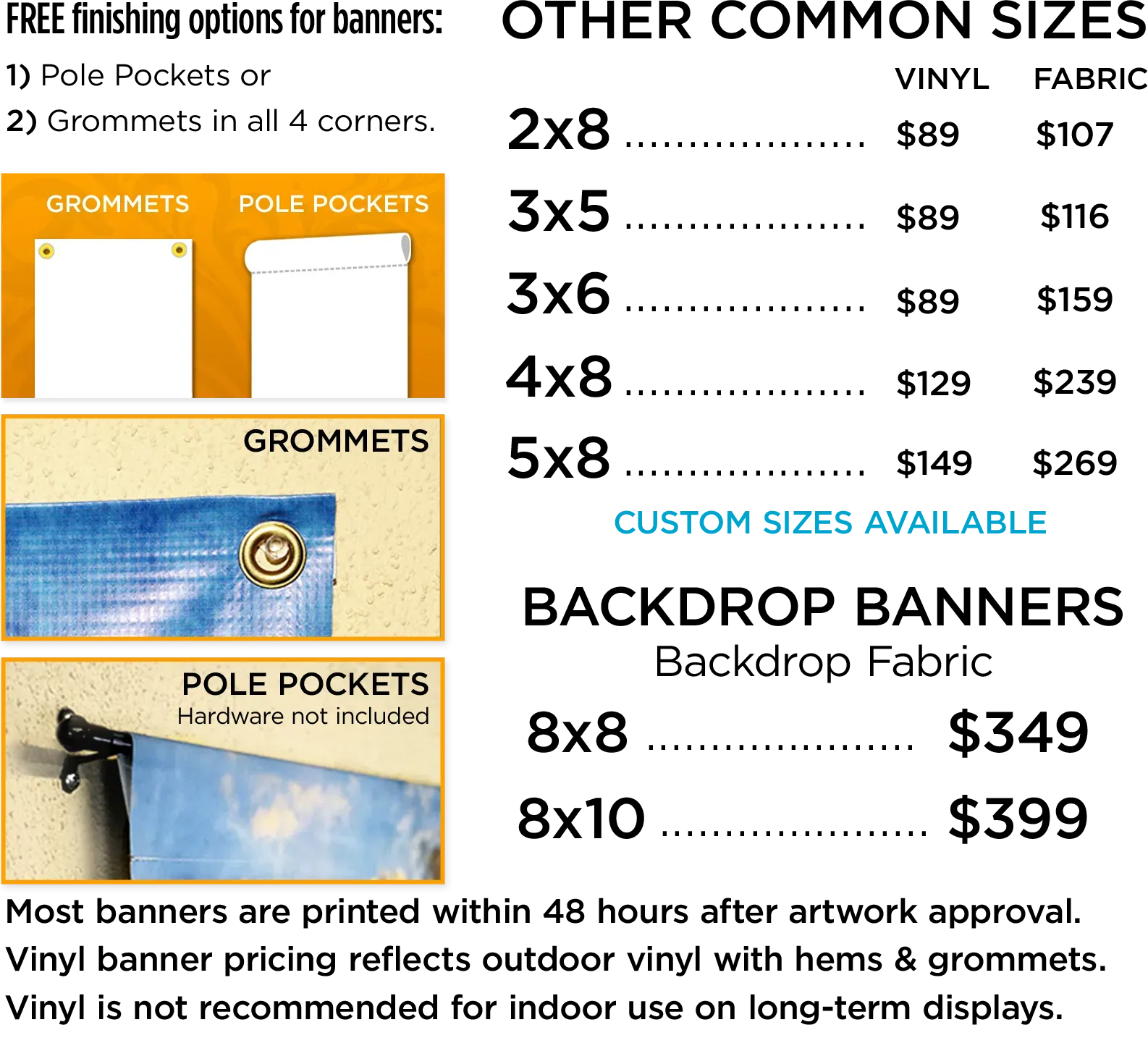 Custom banner pricing: factors that vary and budgeting tips