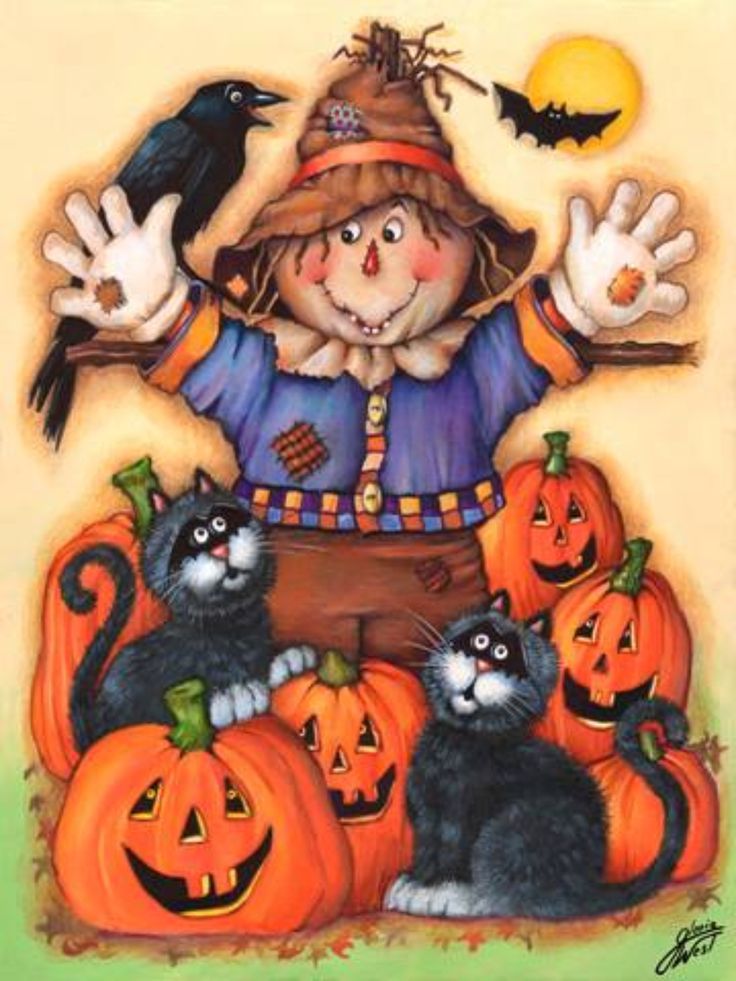 Pumpkin Patch And Scarecrow Halloween Prints