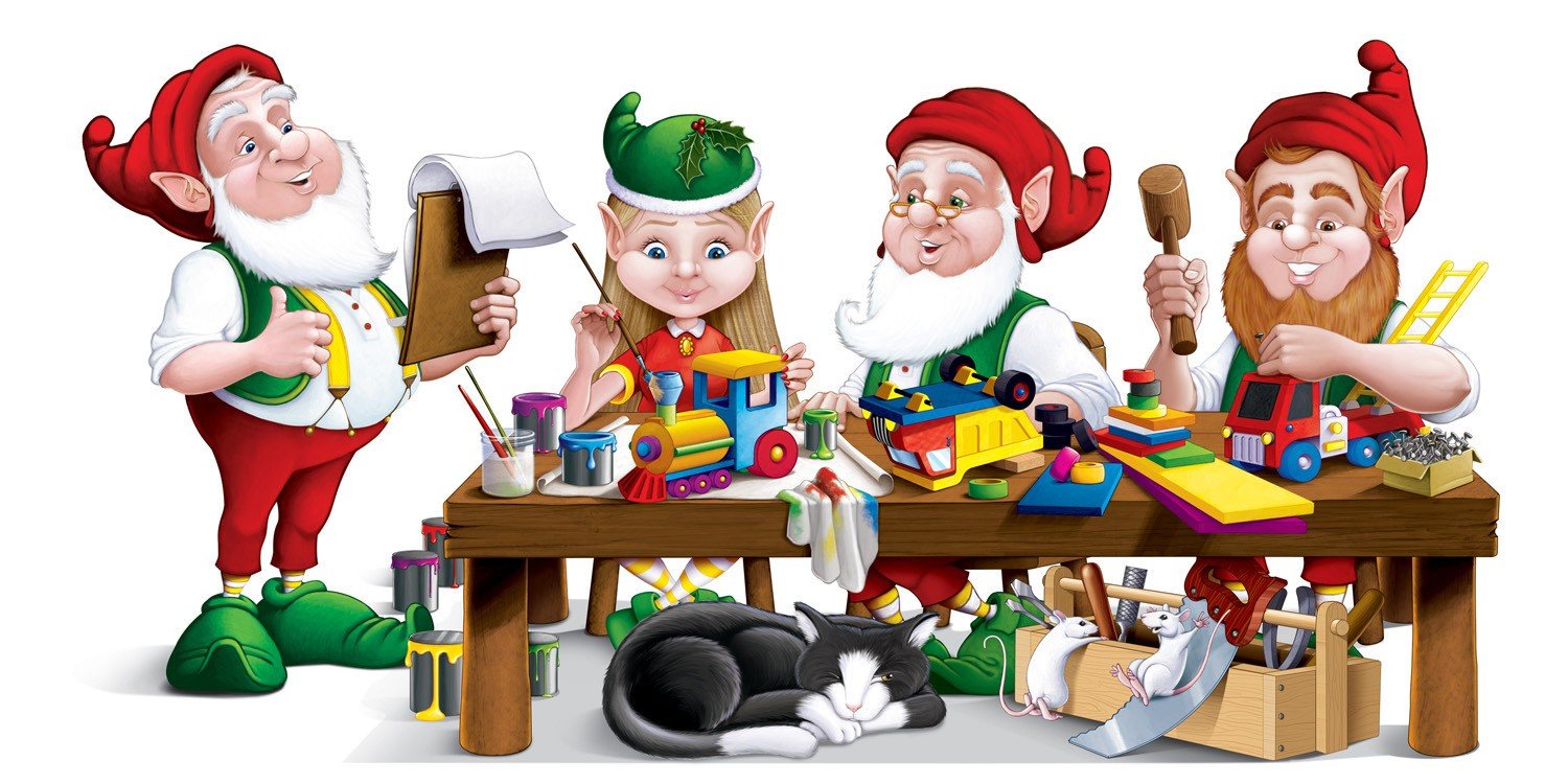 Santa’s Workshop And Elf Hat Christmas Transfers