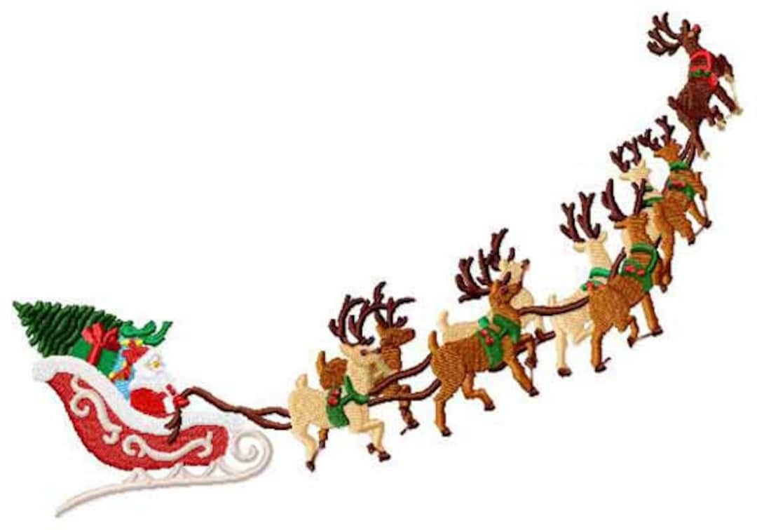 Santa’s Sleigh And Reindeer Tracks Christmas Prints