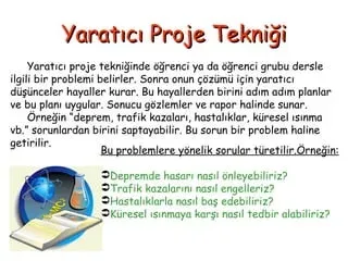 Yaratıcı Portföy ve Proje Tabanlı Öğrenme: Kariyere Hazırlık