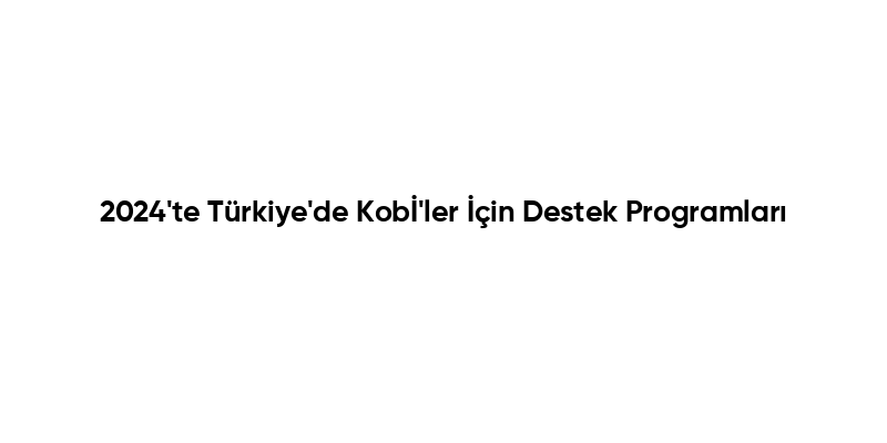 2024'te Türkiye'de Kobİ'ler İçin Destek Programları