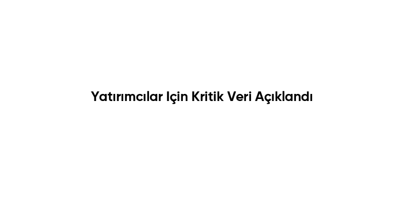 Yatırımcılar Için Kritik Veri Açıklandı