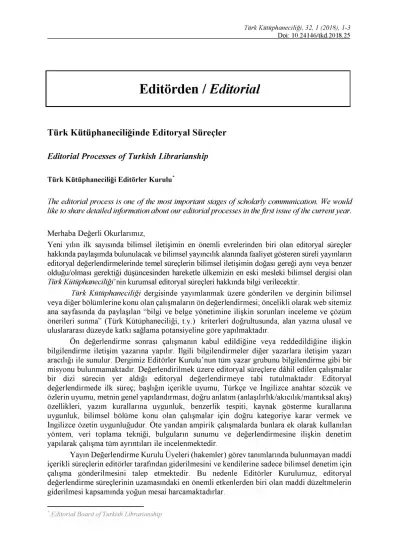 Dergide Editoryal Süreçler: Plan, İş Akışı ve Araçlar