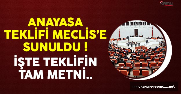 Yeni Anayasa Teklifi Meclis Gündemine Taşınıyor