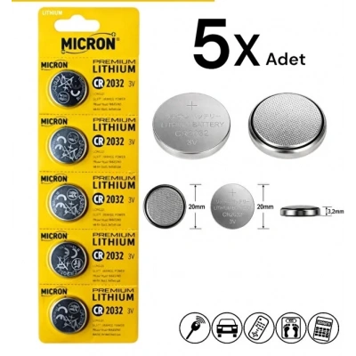 Micron CR2032 Pil - 5li Paket