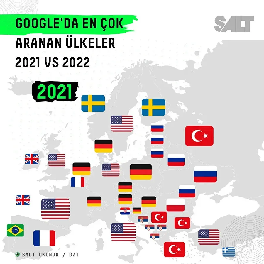 Google'da En Çok Aranan Ülkeler 2024 Listesi